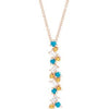 14K Rose Honey Passion Topaz, Turquoise & 1/8 CTW Diamond Scattered Bar 16-18" Necklace - Siddiqui Jewelers