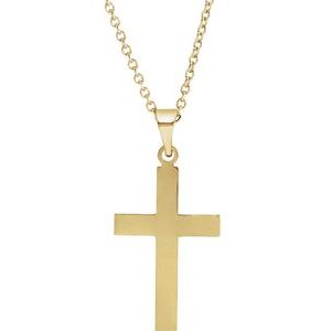 14K Yellow 18 x 12 mm Cross 18" Necklace-Siddiqui Jewelers