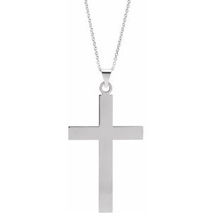 Sterling Silver 39 x 25 mm Cross 18" Necklace-Siddiqui Jewelers