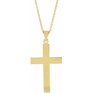 14K Yellow 28 x 18 mm Cross 18" Necklace-Siddiqui Jewelers
