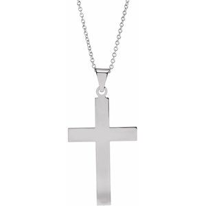 Sterling Silver 28 x 18 mm Cross 18" Necklace-Siddiqui Jewelers