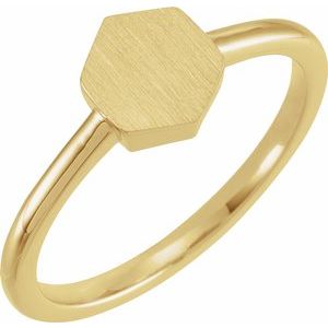 14K Yellow  9.5x8 mm Geometric Signet Ring - Siddiqui Jewelers