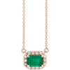 14K Rose 6x4 mm Emerald Chatham® Lab-Created Emerald & 1/5 CTW Diamond 18" Necklace - Siddiqui Jewelers