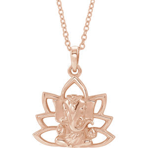 14K Rose Ganesha 16-18" Necklace - Siddiqui Jewelers
