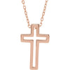 14K Rose Open Cross 16-18" Necklace - Siddiqui Jewelers