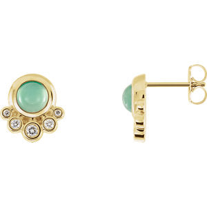 14K Yellow Chrysoprase & 1/8 CTW Diamond Earrings - Siddiqui Jewelers