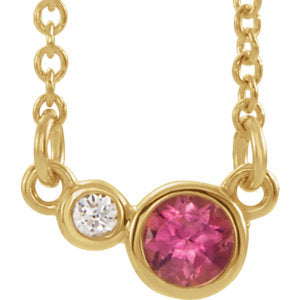 14K Yellow Pink Tourmaline & .02 CTW Diamond 18" Necklace - Siddiqui Jewelers