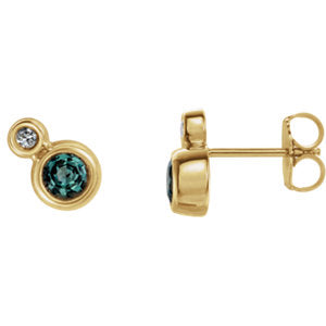 14K Yellow Alexandrite & .03 CTW Diamond Earrings - Siddiqui Jewelers