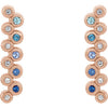 14K Rose Blue Multi-Gemstone & 1/10 CTW Diamond Bezel-Set Bar Earrings - Siddiqui Jewelers