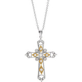 14K White/Yellow 1/4 CTW Diamond Cross Necklace - Siddiqui Jewelers