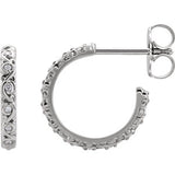 14K White .05 CTW Diamond Sculptural J-Hoop Earring - Siddiqui Jewelers