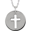 Sterling Silver Pierced Cross Disc 16-18" Necklace - Siddiqui Jewelers