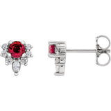 14K White Ruby & 1/6 CTW Diamond Earrings - Siddiqui Jewelers