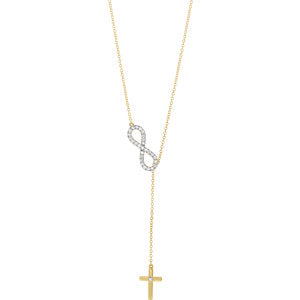 14K Yellow 1/5 CTW Diamond Infinity-Inspired Cross 16-18" Necklace - Siddiqui Jewelers