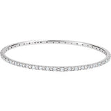 Sterling Silver 2 mm Round Cubic Zirconia Bangle 8" Bracelet - Siddiqui Jewelers
