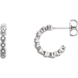 14K White 1/10 CTW Diamond J-Hoop Earring - Siddiqui Jewelers
