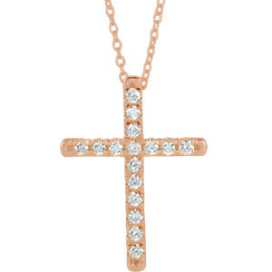 14K Rose 1/3 CTW Diamond French-Set Cross Necklace - Siddiqui Jewelers