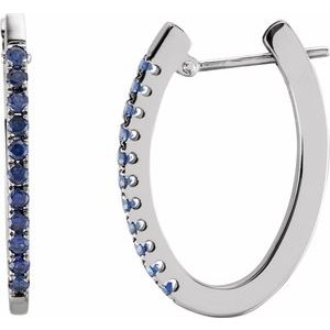 14K White Sapphire Hoop Earrings - Siddiqui Jewelers