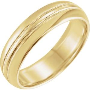 14K Yellow 6 mm Double Milgrain Half Round Band  Size 10 - Siddiqui Jewelers