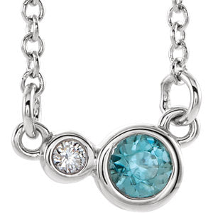 14K White Blue Zircon & .02 CTW Diamond 16" Necklace - Siddiqui Jewelers