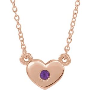 14K Rose Amethyst Heart 16" Necklace - Siddiqui Jewelers