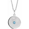 Sterling Silver Aquamarine Disc 16-18" Necklace - Siddiqui Jewelers
