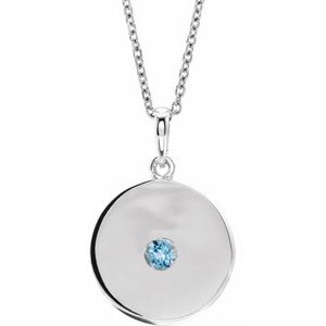 Sterling Silver Aquamarine Disc 16-18" Necklace - Siddiqui Jewelers