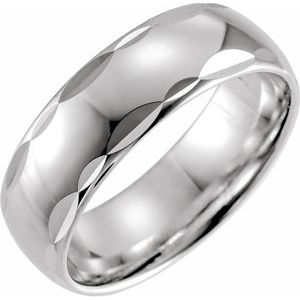14K White 7 mm Scalloped Edge Band Size 10 - Siddiqui Jewelers