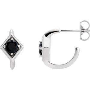 14K White Onyx Geometric J-Hoop Earrings - Siddiqui Jewelers