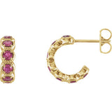 14K Yellow Pink Tourmaline Hoop Earrings - Siddiqui Jewelers