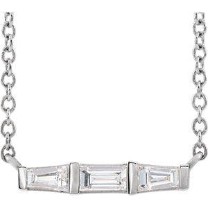 14K White 1/8 CTW Diamond Bar 16" Necklace - Siddiqui Jewelers