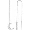 14K White Crescent Chain Earrings - Siddiqui Jewelers