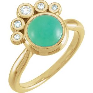 14K Yellow Chrysoprase & 1/8 CTW Diamond Ring - Siddiqui Jewelers