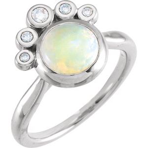 14K White Opal & 1/8 CTW Diamond Ring - Siddiqui Jewelers