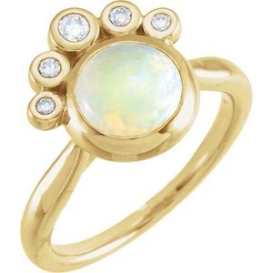 14K Yellow Opal & 1/8 CTW Diamond Ring - Siddiqui Jewelers