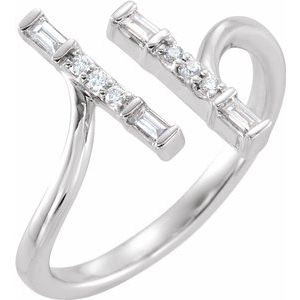 14K White 1/6 CTW Diamond Double Bar Ring - Siddiqui Jewelers