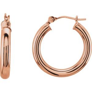 14K Rose 20 mm Tube Hoop Earrings-Siddiqui Jewelers