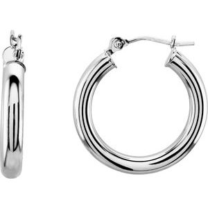 14K White 20 mm Tube Hoop Earrings-Siddiqui Jewelers