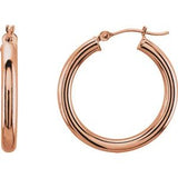 14K Rose 25 mm Tube Hoop Earrings-Siddiqui Jewelers