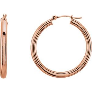 14K Rose 30 mm Tube Hoop Earrings-Siddiqui Jewelers