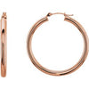 14K Rose 35 mm Tube Hoop Earrings-Siddiqui Jewelers