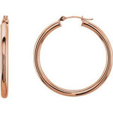 14K Rose Tube 35 mm Hoop Earrings Siddiqui Jewelers