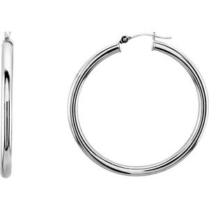 14K White 40 mm Tube Hoop Earrings-Siddiqui Jewelers