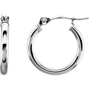 14K White Tube 15 mm Hoop Earrings Siddiqui Jewelers