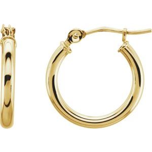 14K Yellow 15 mm Huggie Hoop Earrings-Siddiqui Jewelers