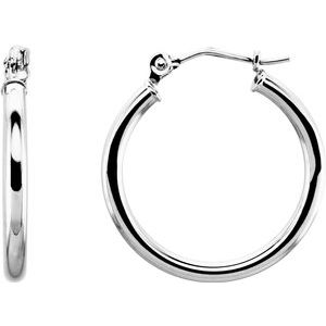 14K White 20 mm Hoop Earrings-Siddiqui Jewelers