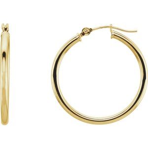 14K Yellow 25 mm Hoop Earrings-Siddiqui Jewelers