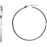 14K White Tube 40 mm Hoop Earrings Siddiqui Jewelers