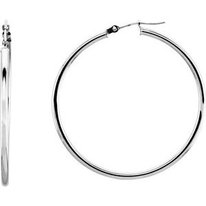 14K White Tube 40 mm Hoop Earrings Siddiqui Jewelers