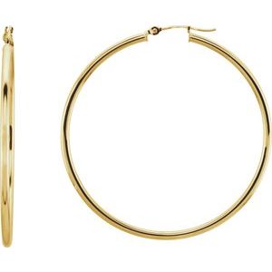 14K Yellow Tube 47 mm Hoop Earrings Siddiqui Jewelers